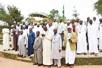 Some of the Muslim leaders who attended the conference in Kigali. The leaders agreed to work together to strengthen Islam.  The New Times/ Susan Babijja.