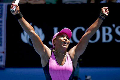 Serena Williams of the U.S. celebrates defeating Daniela Hantuchova of Slovakia during their womenu2019s singles match.  Net photo