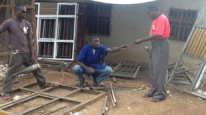 Hategekimana and some of the student interns at his Rubavu workshop. The New Times / Seraphine Habimana