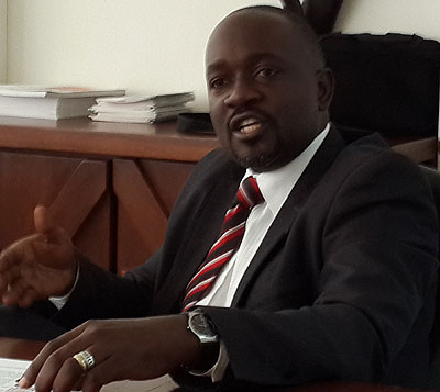 Mugambwa stresses a point during the interview. The New Times / Ben Gasore