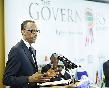President Kagame addresses participants at the Kenya Governorsu2019 Summit organised by the Nation Media Group in Naivasha, Kenya, yesterday. Kagame urged African leaders to do more for the common citizens than to talk. The New Times/ Village Urugwiro.