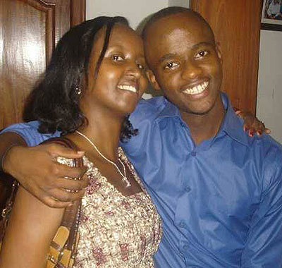 Ntaganda (right) and his sister could not hide their joy. Education Times/Photo by Pontian Kabeera