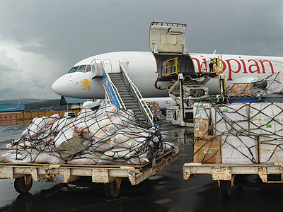 Ethiopian Airlines prepares to load Brazzaville-bound cargo early last year. Local businesses are targeting the Congo market. The New Times/File