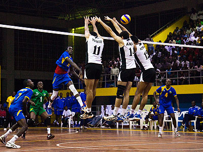 Algeria based Christopher Mukunzi seen here in action for Rwanda during FIVB Zone V Championships. Rwanda has lined up several build-up matches against teams in Bostwana and Kenya ahead of the final World Cup qualification round. The New Times/Timothy Kisambira