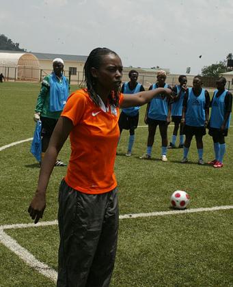 Grace Nyinawumuntu, seen here with the national women team during a training session in 2009. Saturday Sport/ File.