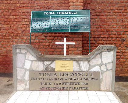 Tonia Locatelliu2019s remains are interred in front of the Nyamata Genocide Memorial. Sunday Times/Jean de la Croix Tabaro