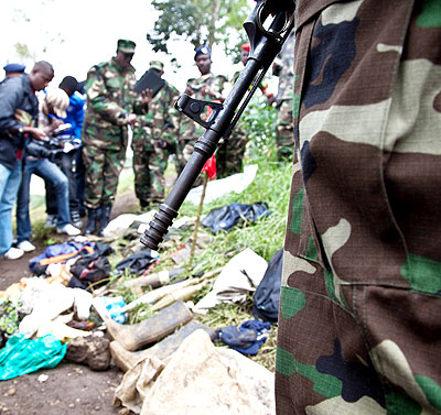 Some of the gadgets of FDLR that were captured by RDF on November 28, 2012 in Rubavu District. The New Times/ File.