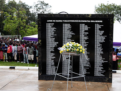 A monument bearing names of Genocide victims at Rebero Memorial. The New Times/File