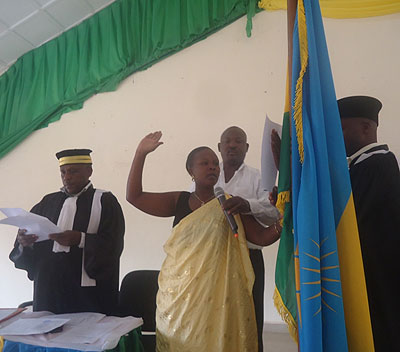 Kankindi is sworn in as new Rusizi vice-mayor for economic affairs.  Bucyensenge. 