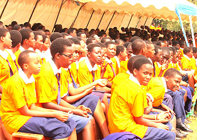 Teenage students at St. Aloys Secondary School during a past counselling session.  The government intends to make sex education compulsory in all schools.  S. Rwembeho. 