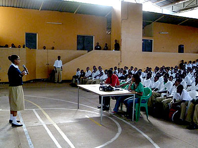 Students from different schools during a past debate competition organised by Never Again Rwanda. File.