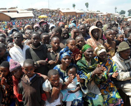 Refugees in Gihembe camp, Gicumbi District gather at a function to mark the 2012 World Refugee Day. File. 