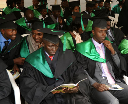 Graduands at a past function at the Rwanda Universityu2019s College of Business and Economics. File . 