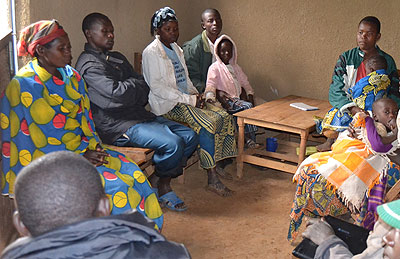Mourners gather at a family of two of the landslide victims in Shyorongi Sector, Rulindo District.  File.