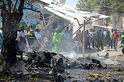 A suicide bomber drove his car into a tea shop near the intelligence service headquarters. Net photo.