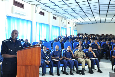 Kayihura lectures officer students yesterday. Courtesy.