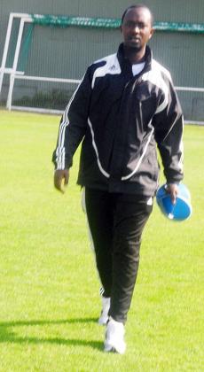 32-year-old Vincent Mashami, seen here during an APR training session.  He is the youngest coach in the local football league.File.