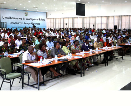 A cross-section of participants at the Leadership Retreat in Gabiro yesterday. Village Urugwiro.