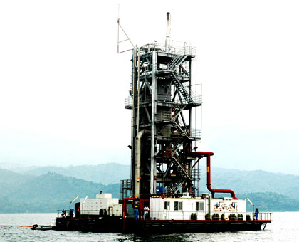 A methane gas plant on Lake Kivu, Rubavu District. Poor negotiations cost the region substantial gains from oil deals. File.