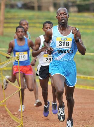 Joseph Nzirorera (right) finished in 34th position in the senior men's 12km race. Bonnie Mugabe.