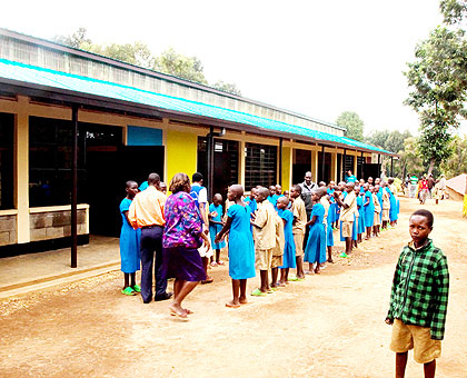 Teachers supervise pupils at Kigeme Refugee Camp in Nyamagabe District. (File)
