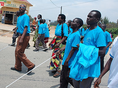 Visually impaired people during the White Cane Awareness Campaign last year. (File)