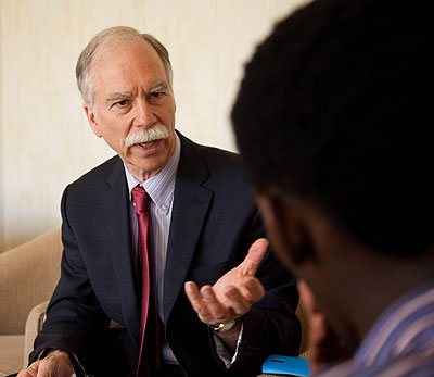  Richard Newfarmer during the interview. He said Rwanda is in position to have a model that will guarantee urban as well as income growth.Timothy Kisambira.