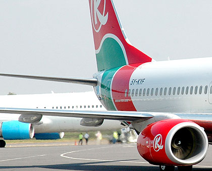 A Kenyan Airways plane on arrival at Kigali International Airport. (File)