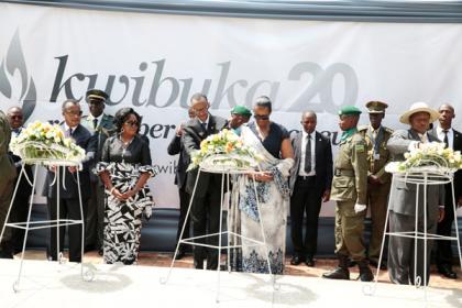 President Paul Kagame and the First Lady, Jeannette Kagame, along with the different dignitaries lay wreaths in honour of the Genocide victims at the Kigali Memorial Centre yesterday.