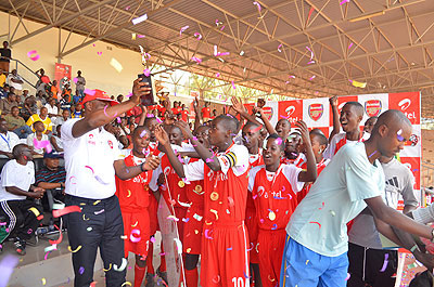 Rubavu-based Lionceaux Academy celebrate after winning the first edition of the Airtel Rising Stars last year. (File)