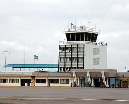 Traffic control tower at Kigali International Airport. Air traffic safety at the facility has been enhanced with the acquisition of digital navigator. File.