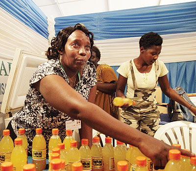 A juice maker from Gakenke at an exhibition. The forum will focus on job-creation.