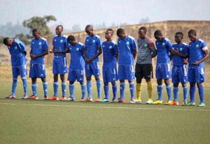 Esperance players pray before  kick off of their first round league game against Mukura, which the latter won 1-0. File