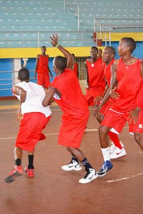 The boy's U18 basketball teams during a training session early this week at Amahoro indoor stadium. File.