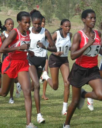 Epiphanie Nyirabarame, #26 has dominated Rwandau2019s long  distance for the past 17 years, but in recent years, she has been overtaken by Claudette Mukasakindi, #25. File Photo