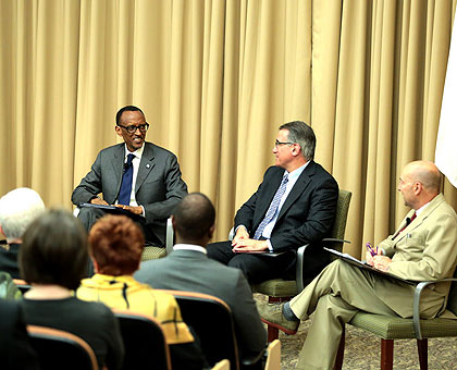 President Kagame during the lecture at Tufts University. (Village Urugwiro)