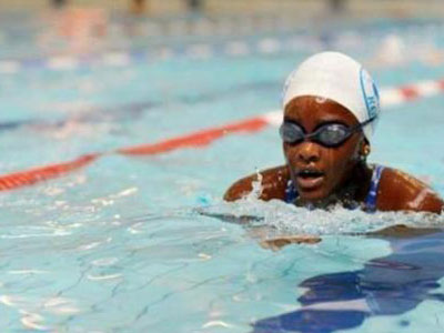 Rwanda's top female swimmer Alphonsine Agahozo, seen here competing in a previous event. (File)