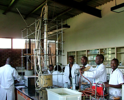 Pharmacy students in a labaratory at Huye campus. The University of Rwanda has attracted some 13,000 applicants in its maiden intake since the merger. File.