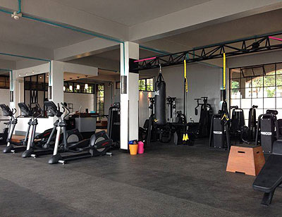 Inside the gymnasium.