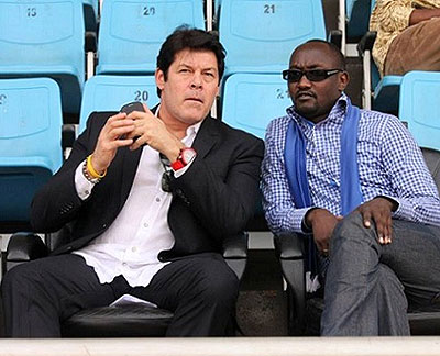 Rayon Sports Coach Luc Eymael and Secretary General Olivier Gakwaya (R) have had their penalties reduced by a Ferwafa appeals committee. File
