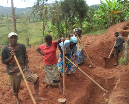 Every Tuesday and Friday, members of Tubasubize Icyubahiro group meet early in the morning and head to work in a designated survivoru2019s farm. Jean Pierre Bucyensenge.