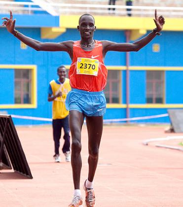 Kenyan Biwot Kipkorir won the 42km marathon race in the 2014 MTN Kigali Peace Marathon yesterday. T. Kisambira
