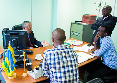 AfDB Resident Representative Negatu Makonnen talks to Journalists. Timothy Kisambira. 