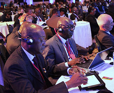 Delegates attending the AfDB session on infrastructure yesterday. John Mbanda.