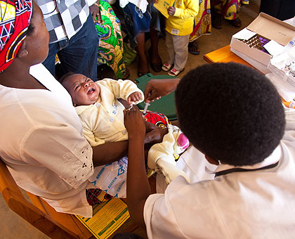 An immunisation exercise at a health centre in Kigali. Rwanda has provided vaccination and prevention programmes for the most common killer diseases in children under five. (File)