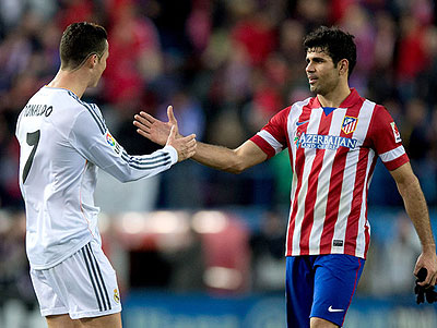 Cristiano Ronaldo, left and Diego Costa, right will go to head in the first ever final involving teams from the same city. Net