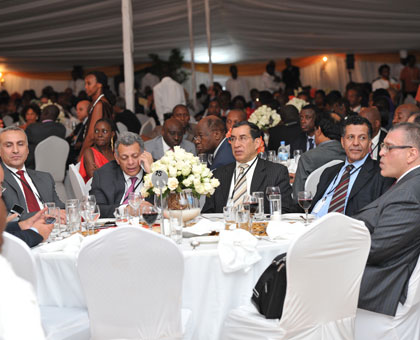Delegates at the AfDB meetings being hosted to a dinner in Kigali on Thursday.  Village Urugwiro.