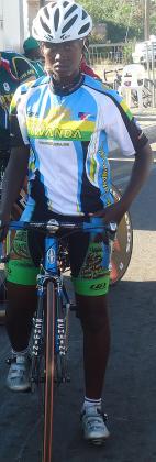 Clementine Niyonsaba preparing to compete in yesterday's Individual Time Trial in Gaborone. B. Mugabe