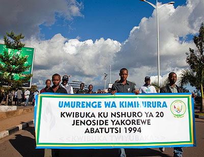 Residents of Kimihurura during a match to commemorate the 20th Anniversary of the 1994 Genocide against the Tutsi.  File.