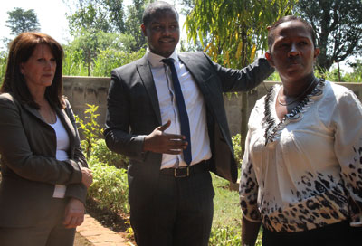 UKu2019s international development minister Lynne Featherstone (left) is shown around the Ntarama Memorial Site in Eastern Province by Freddy Mutanguha, the country director of Aegis Trust (centre), and the Governor of Eastern Province Odette Uwamaliya. Courtesy.